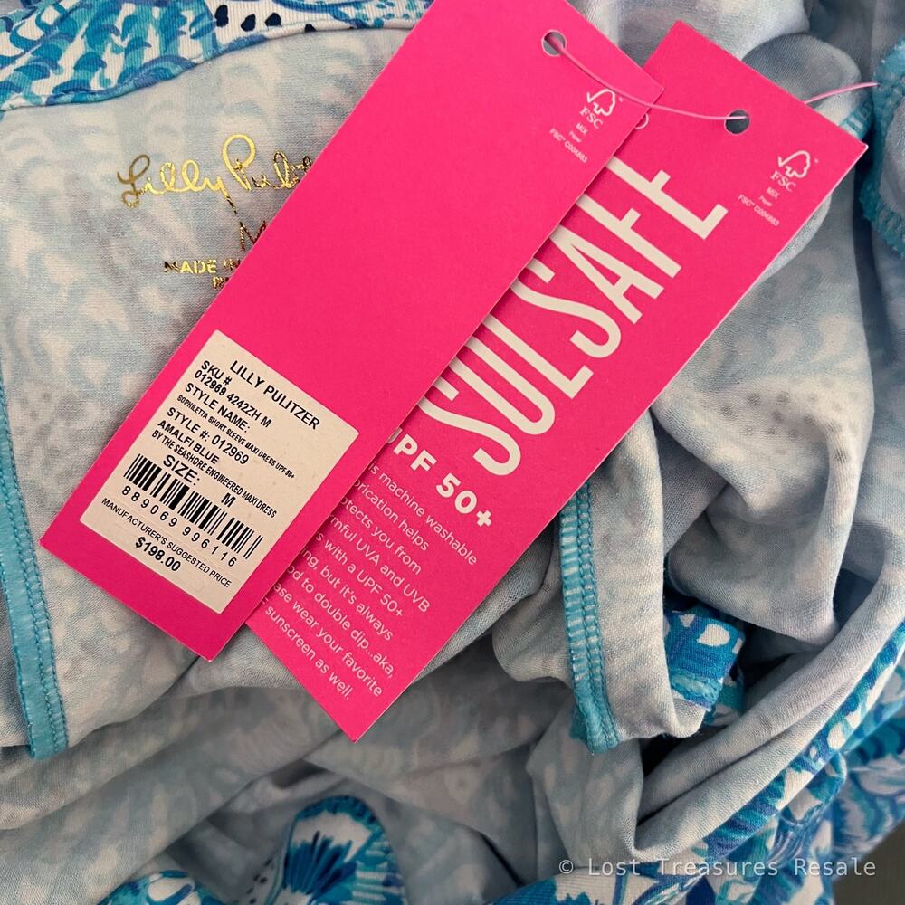 NEW Lilly Pulitzer | Sophiletta Blue Amalfi Seashore Print Maxi Dress Medium NWT - Picture 8 of 8